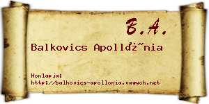 Balkovics Apollónia névjegykártya